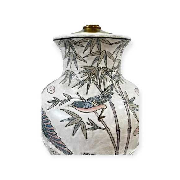 Japanese porcelain table lamp Antique With Wood Base 27" tall - Picture 8 of 13